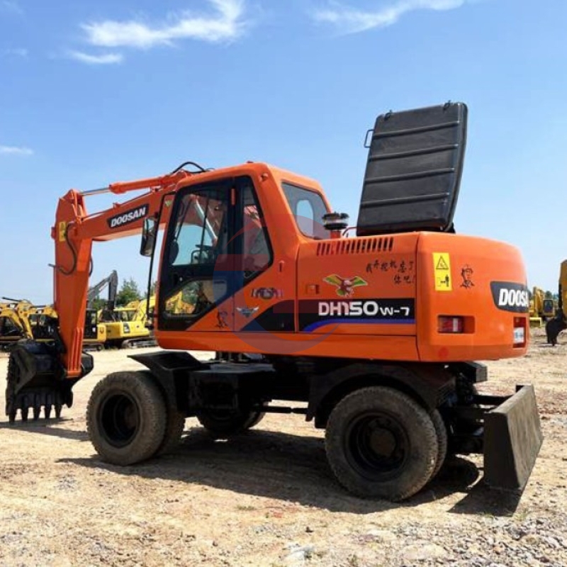 Hydraulic Terrain Wheeled Used Doosan Excavator DH150W 12Tonne
