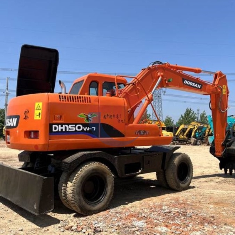 Hydraulic Terrain Wheeled Used Doosan Excavator DH150W 12Tonne
