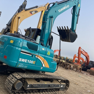 Small Earthmoving Machinery Sunward SWE100E Used Crawler Home Excavator 10tons Swe100 Mini Farm Digger for Sale