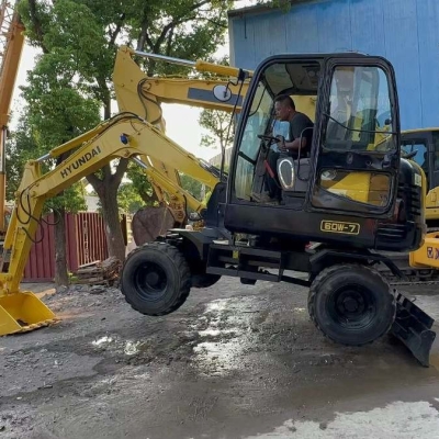 Original Hyundai R60w-7 Pre Owned Mini Excavator Used Wheel Digger 6 Ton